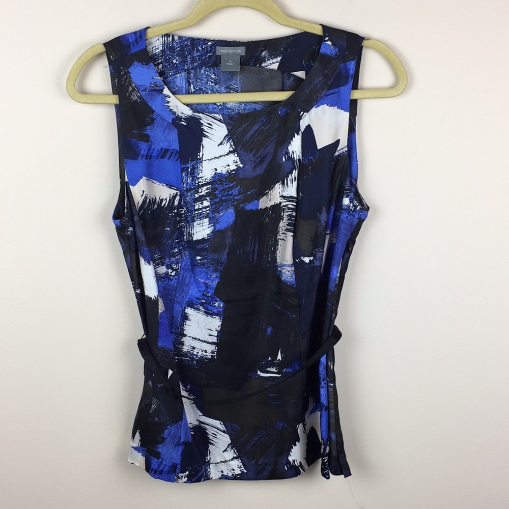 Ann Taylor - 100% Silk Sleeveless Belted Blouse